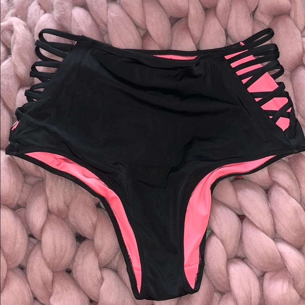 Pink swimsuit high waisted bottoms
